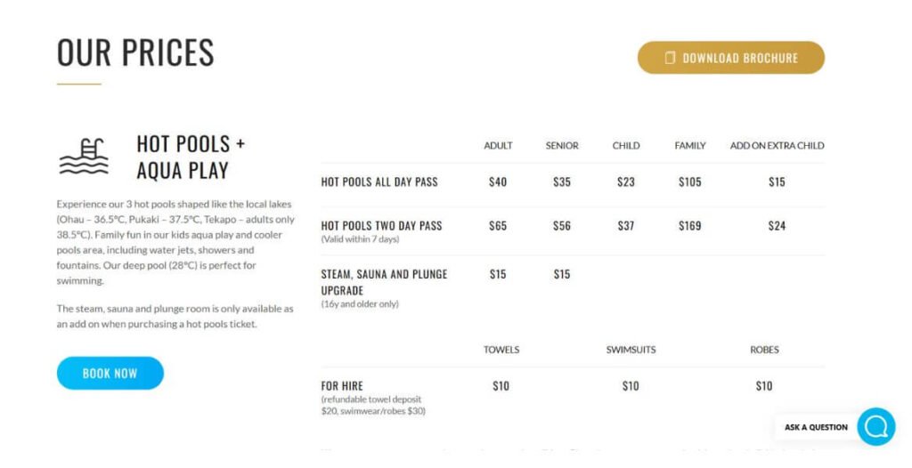 Tekapo Springs Price